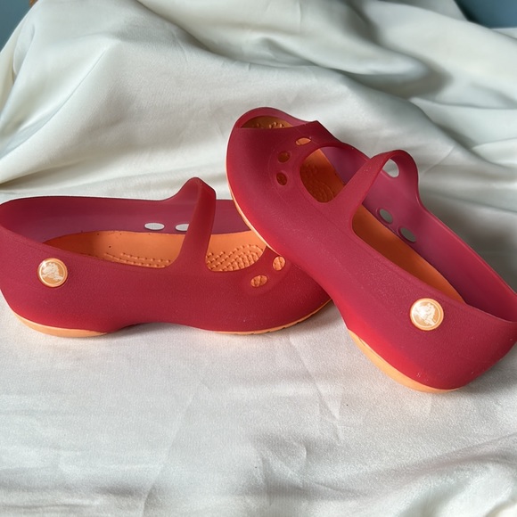 Crocs Melon Orange Mary Janes Open Toe Slip-On Shoe Toddler Girls Size 9 C - Picture 3 of 12